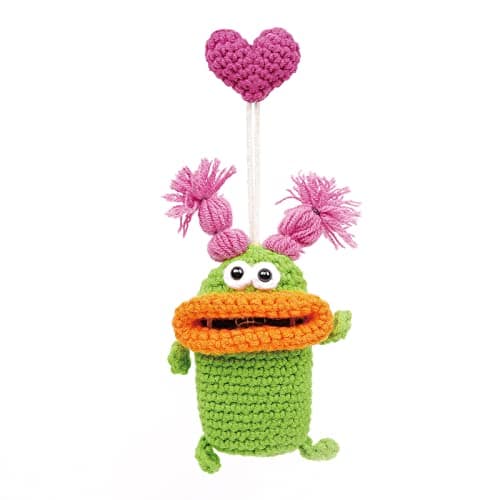 YGMONER Crochet Key Fob Cover Big Mouth Little Monster Handmade Crochet Car Key Holder Protector Case Bag Funny Gifts for Women Girl Pink Green