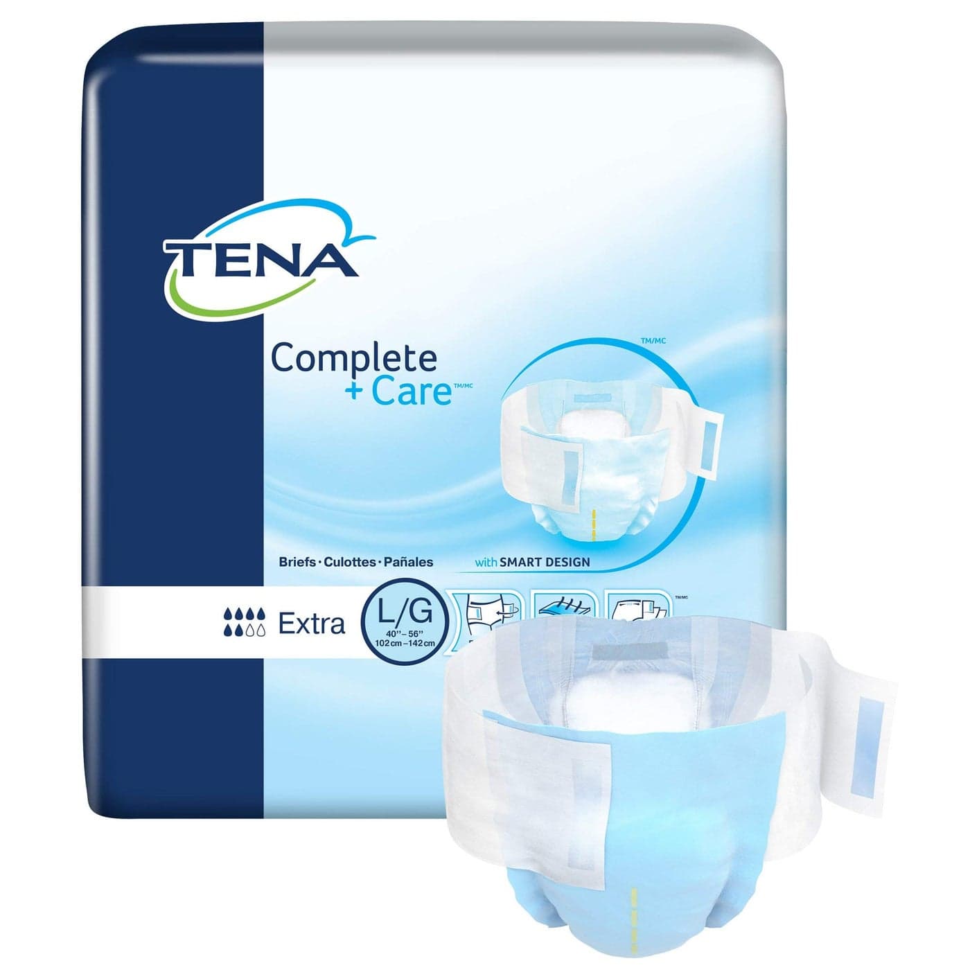 TENA Complete Care Briefs Incontinence Disposable Moderate Absorbency Large 24 Count 3 Packs 72 Total