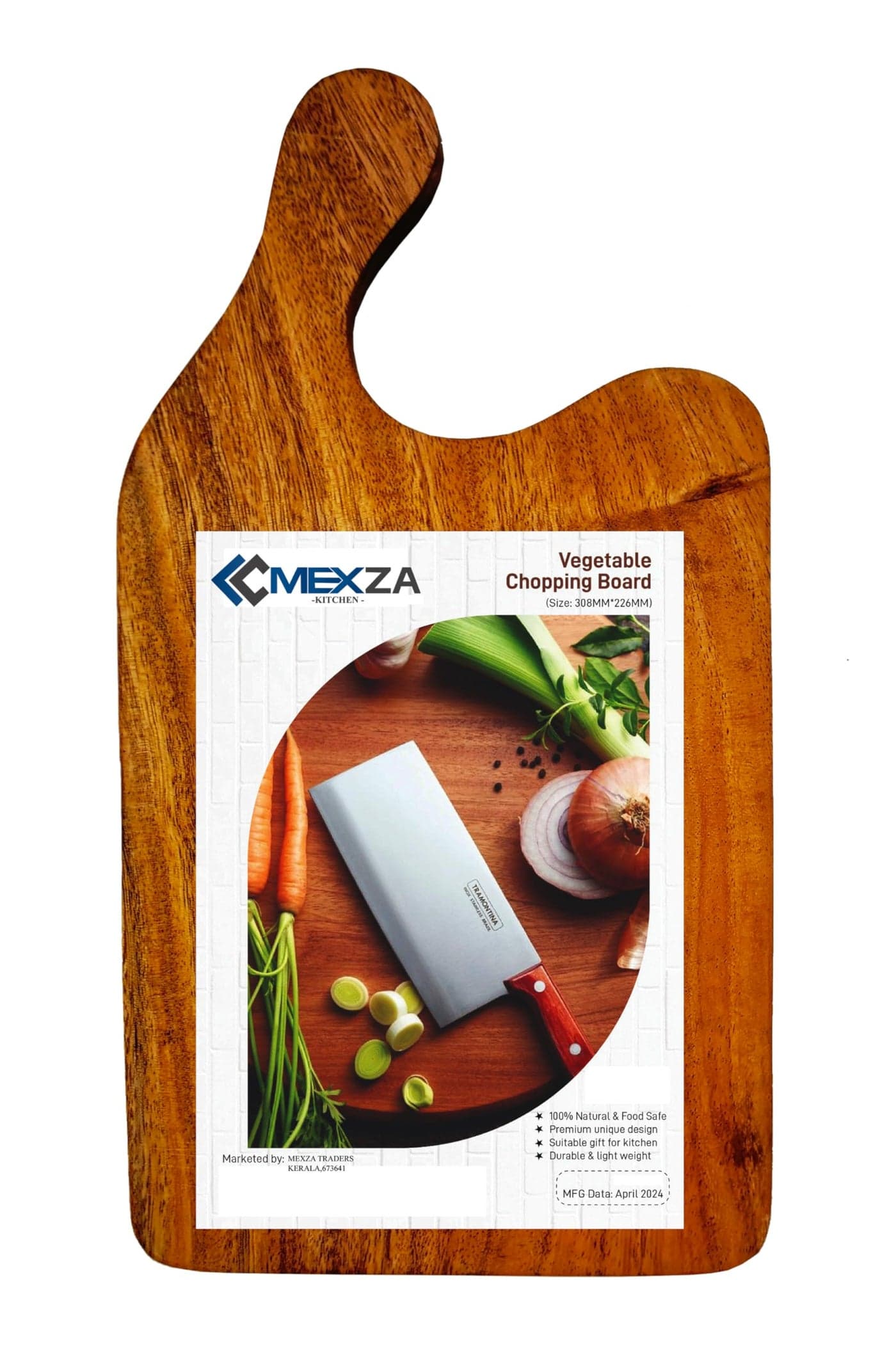 MEXZA™ Single Piece Wooden Cutting Chopping Board for Kitchen |Reversible Cutting Board | No Dyes or Polish or Varnish - Natural Finish | Non Slip Chopping Board Wooden, (One Size .)
