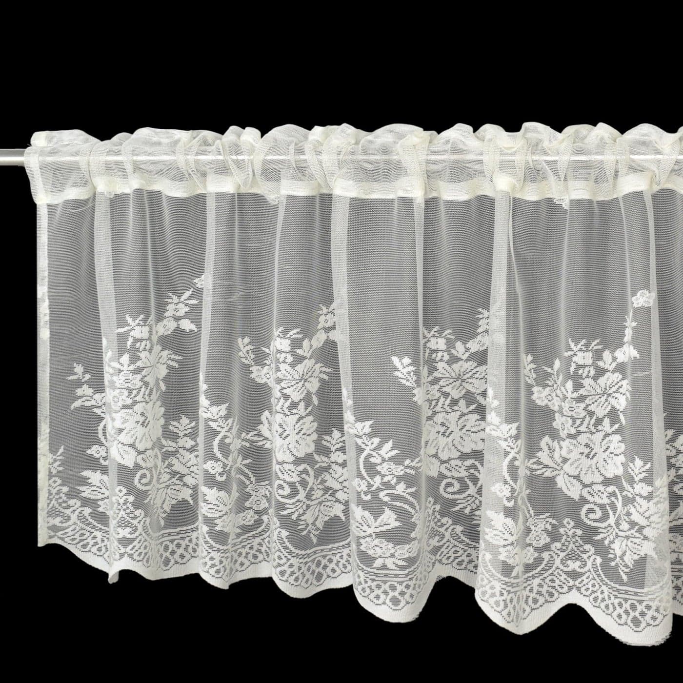 Molaxhome Kitchen Window Tier Curtains 58x36inch Flower Lace Sheer Curtain Set 2 PanelsWindow Kitchen Cafe Curtains Pocket Window Treatment for Dinning Living Room Bedroom2pcs Beige 29x36
