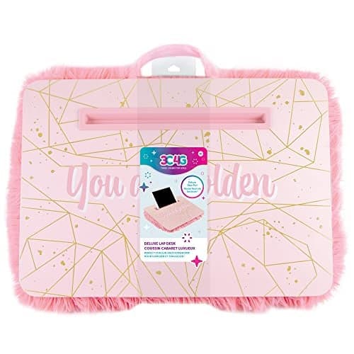 3C4G Pink Gold Deluxe Fur Lap Desk Take Tech on The Go Includes a Media Slot That Perfectly Holds Tablets Phones for Ages 6 and up by Make It Real