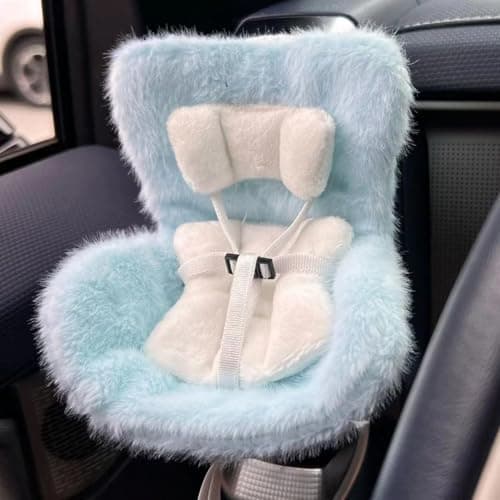 SwiftServ Doll Car Seat for 38 inch Figures Fits Character Plushes Blind Box Dolls Vinyl Collectibles Includes Air Vent Clip Desktop Stand Cute Car Ornament for Collectors Blue