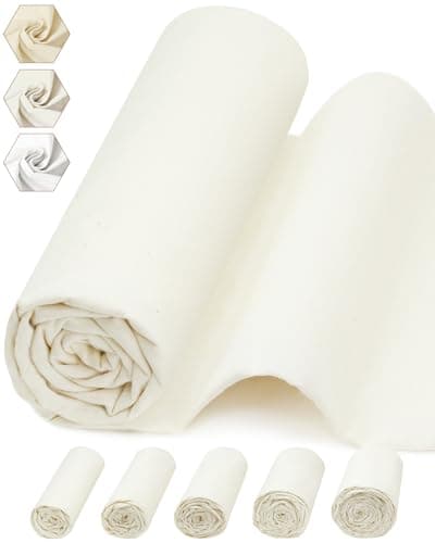 FIVEIZERO 100 Cotton Muslin Fabric by The Yard59in x 1yd Cream Bleached Cotton Muslin ClothsMedium Weight Beige Calico Fabric for SewingQuiltingEmbroideryCrafts Apparel Projects