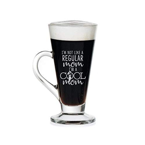 TheYaYaCafe Birthday Gifts for Mom Engraved Glass Tea Cups Mugs with Coaster Mothers Day Presents - I M A Cool Mom