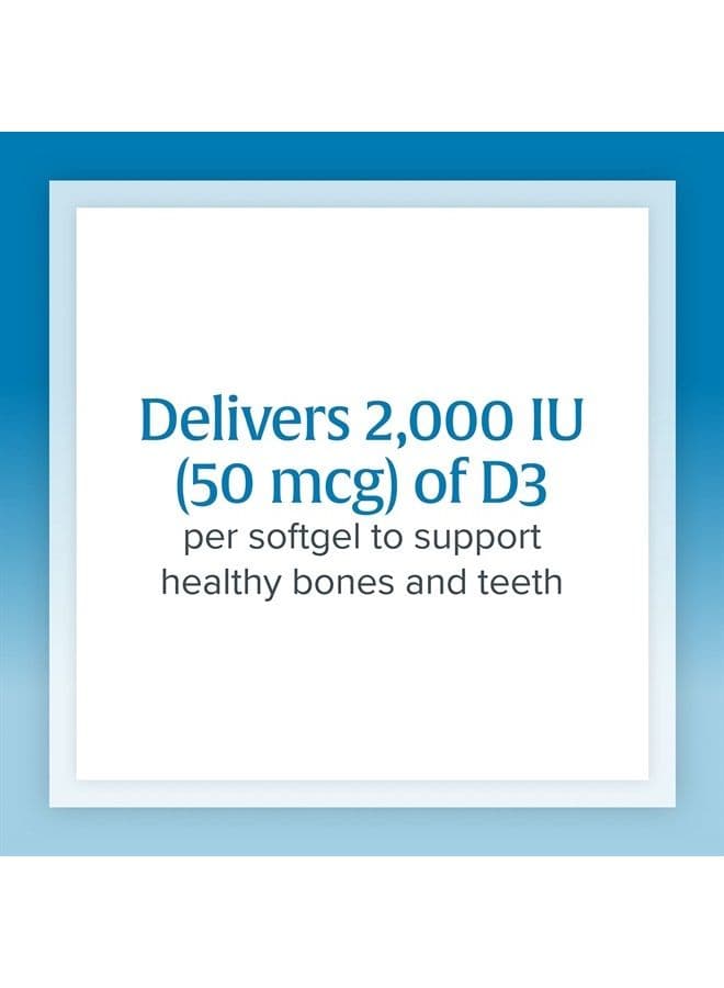 , Vitamin D3 2000 IU (50 mcg), Supports Strong Bones, Muscles and Immune Function, 120 Softgels