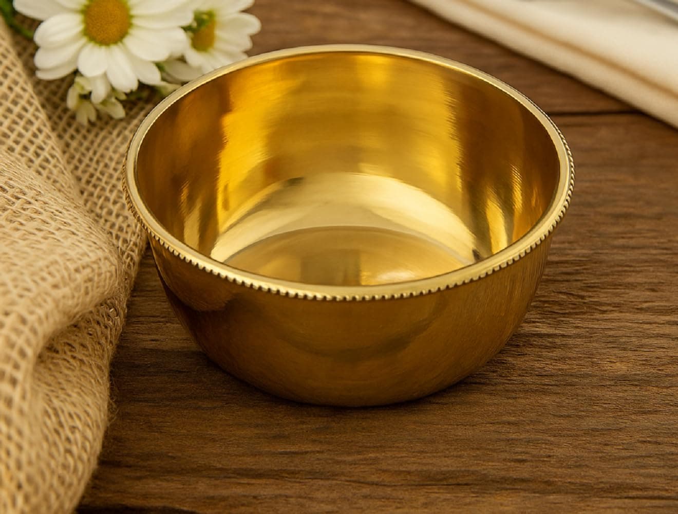 Mkd2 Rise Pure Brass Serving Bowl - 150ml, 1 Piece (Gold,Plain) for Pooja, Puja Room, Dinnerware and Tableware