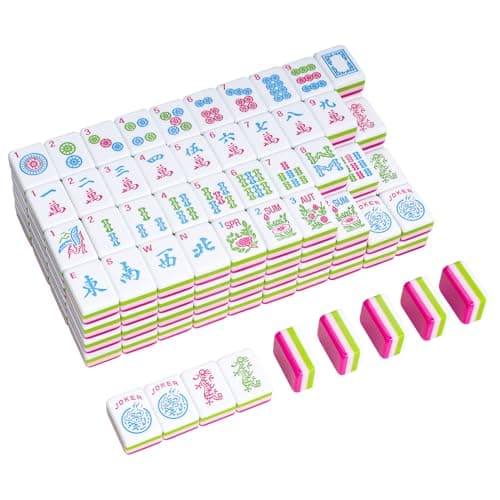 TIASUSAN Engraved American Mahjong Tile Set4 Layer 166 Acrylic Mahjong Tiles with A Carrying Bag and Accessories