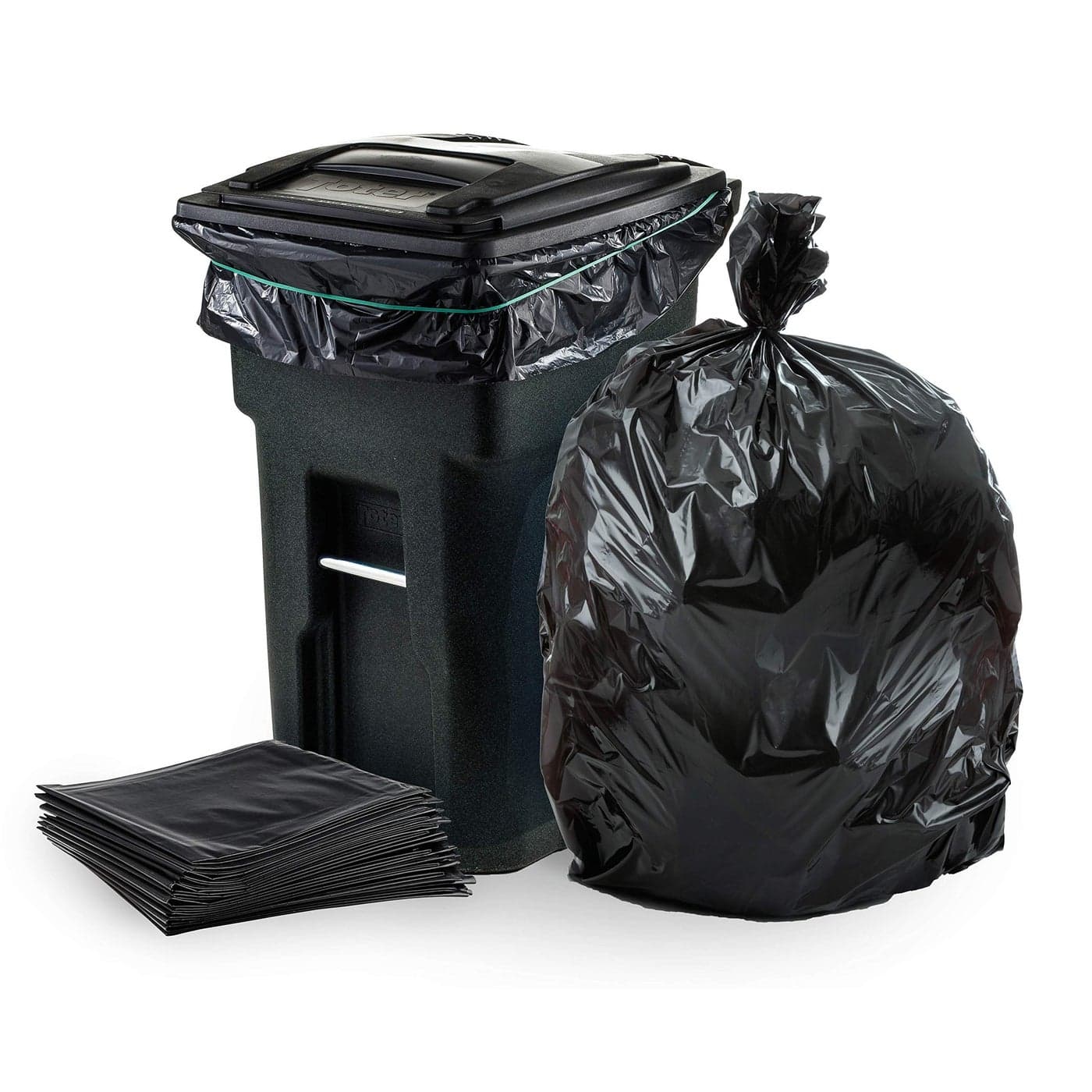 Plasticplace 6465 Gallon Trash Can Liners for Toter 30 Mil Black Heavy Duty Garbage Bags 50 x 60 25 CountW65LDBTL3