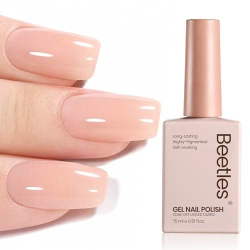 Beetles Nude Gel Nail Polish 15ML Nude Pink Natural Gel Polish Nail Concealer Jelly Gel Nail Polish Soft Sheer Nail Polish Soak Off UV Nail Lamp French Nail Art Manicure Gift for Women