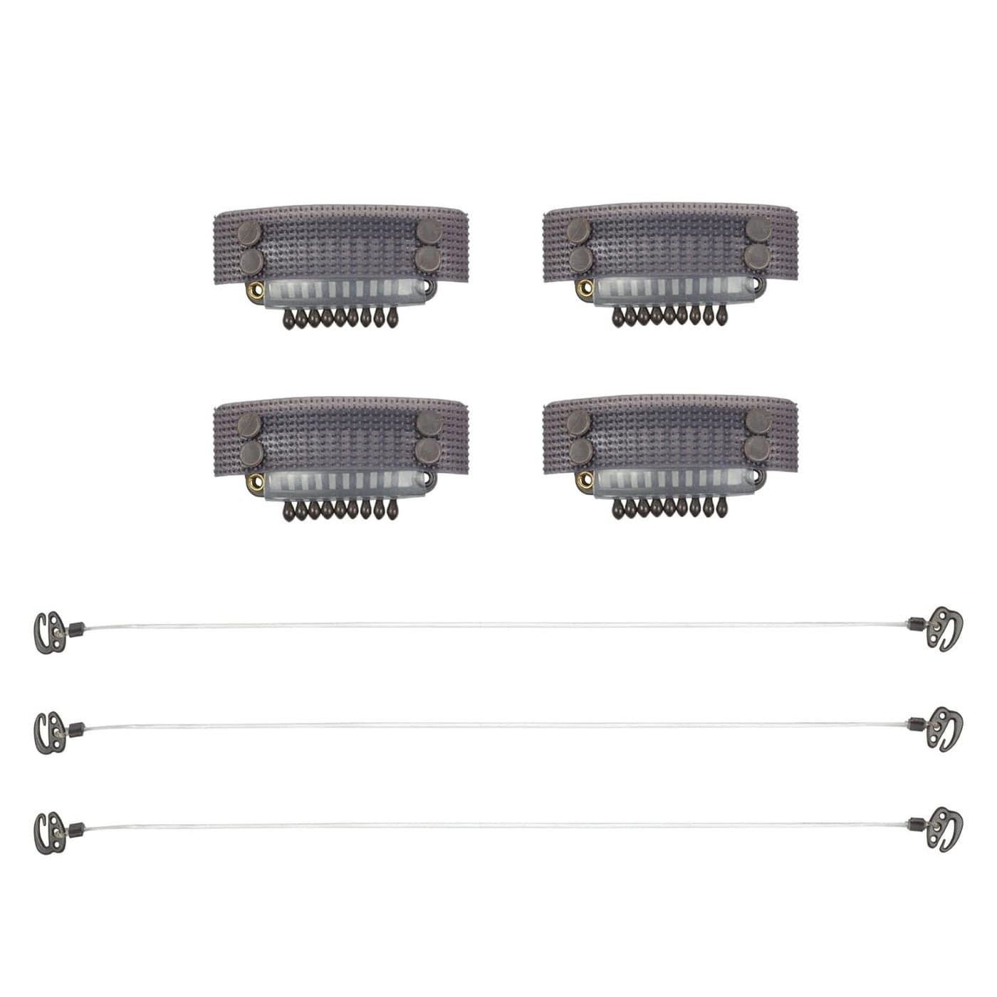 3 Pcs Invisible Elastic Wire for Hair Extensions with 4 Pcs Stainless Steel Wig Clips Dark Brown