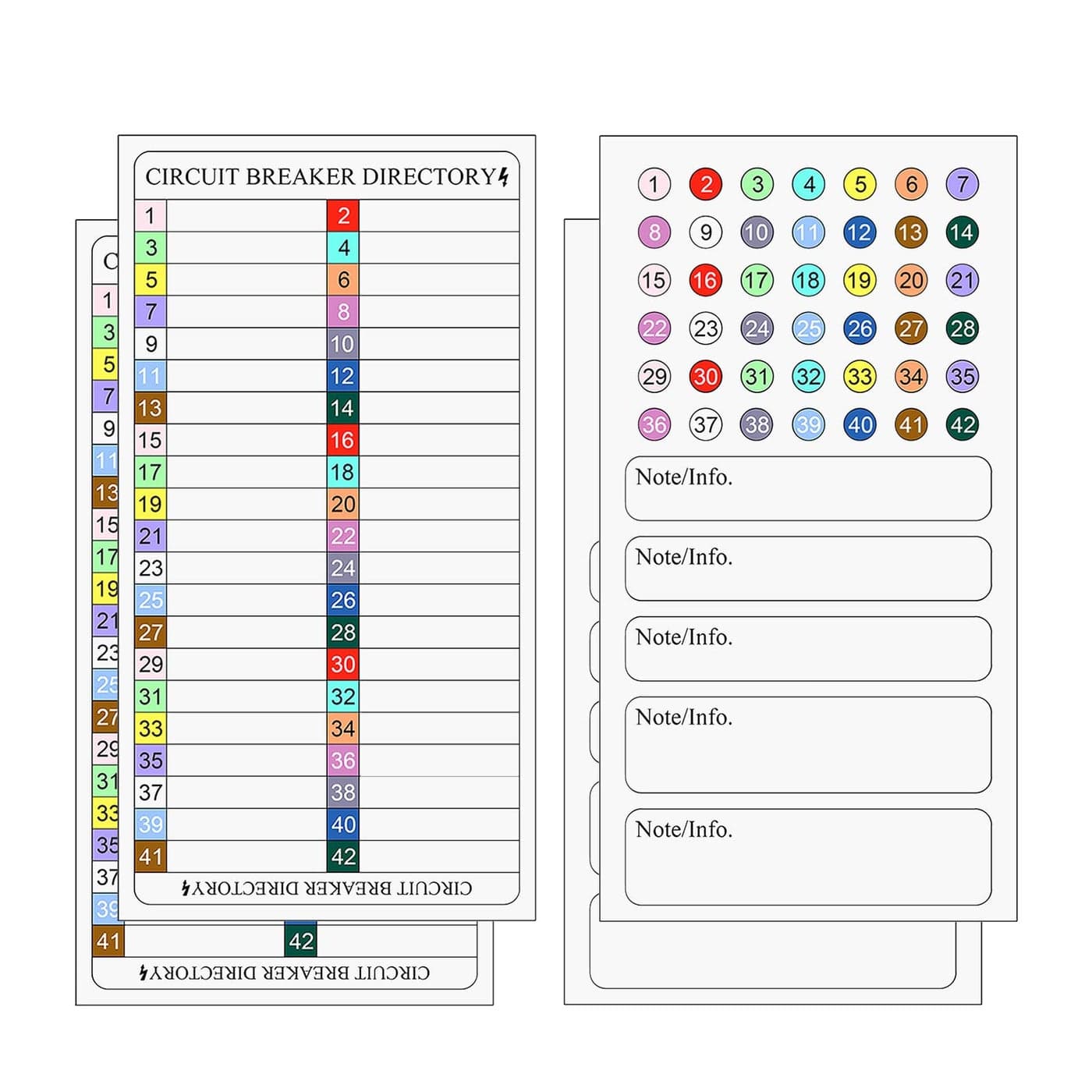Circuit Breaker Directory Label Sticker Decal Electric Fuse Panel Box Waterproof with Adhesive Backing Organize Replacement Color Code Guide2 Sets