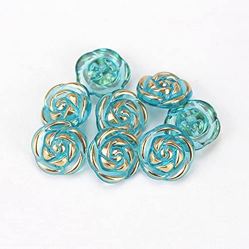 30 Pcs Acrylic Rose Flower Buttons Shirt Buttons Sewing Accessories DIY Crafts Blue 125mm