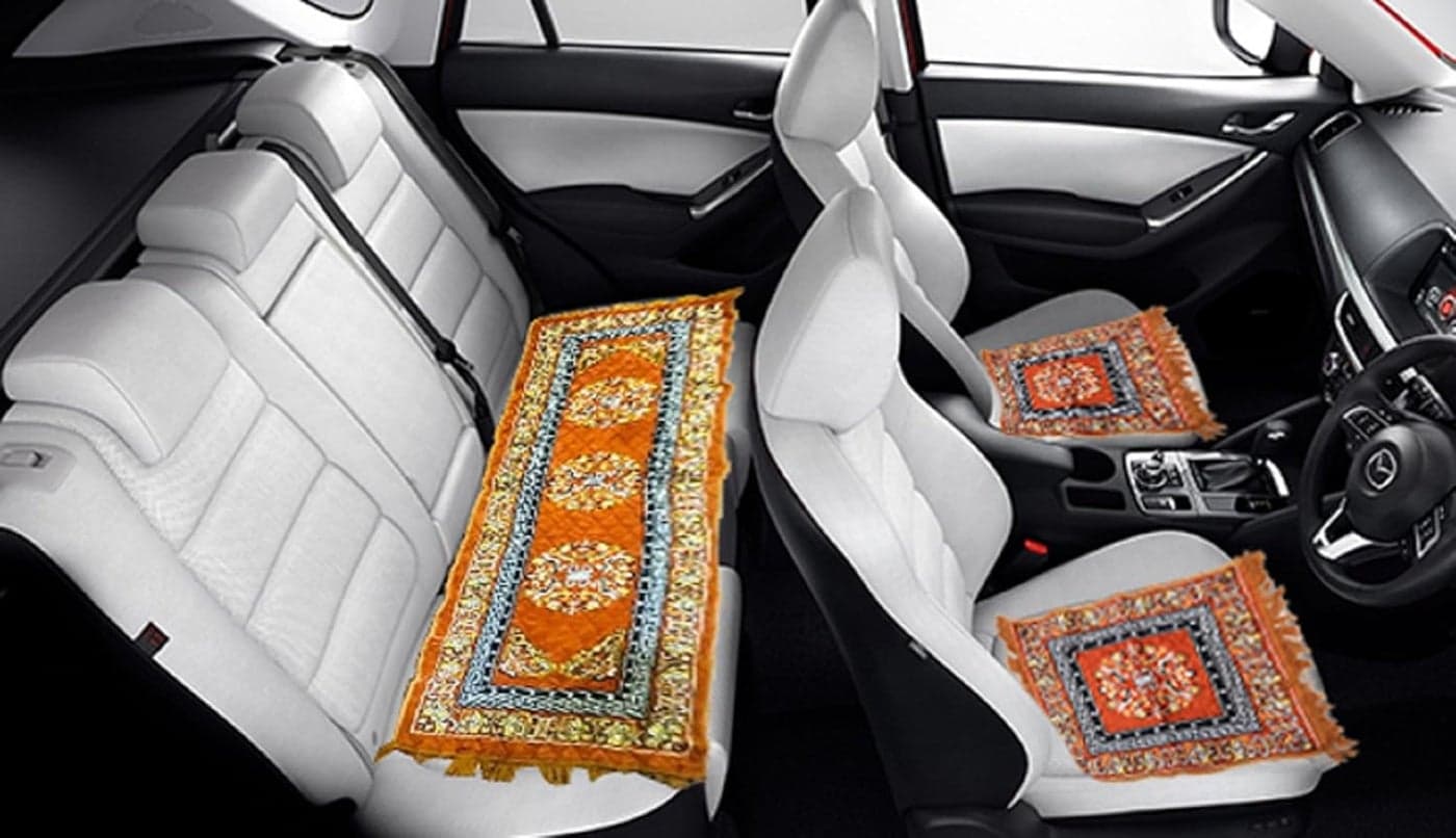 Kuber Industries Velvet Stripe Car Seat Mat Light Brown Standard Velvet for Passenger Car