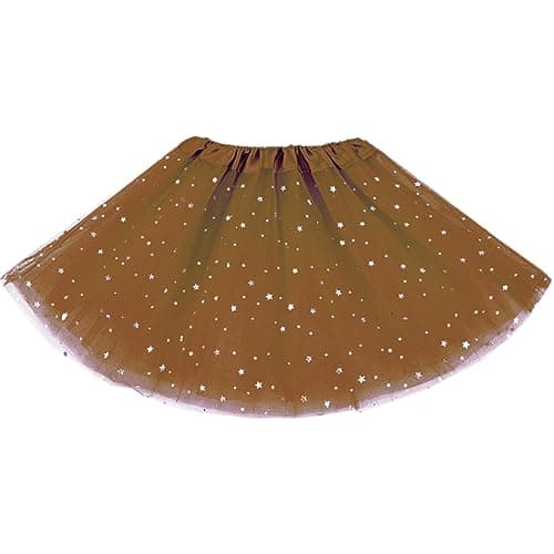 Little Girls Stars Sequins Tutu Skirt Princess Ballet Dance Dress for 0-6 Y Sparkle Elastic 3 Layered Tulle Tutu Skirt Brown