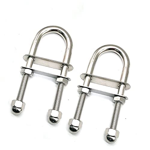 JY-MARINE Stainless Steel 316 Eye Bolts Boat Stern Bow Eye Tie Down U Bolt with Plate and Nuts,1/4" Dia 4" Length Boat Accessories Marine U Bolt