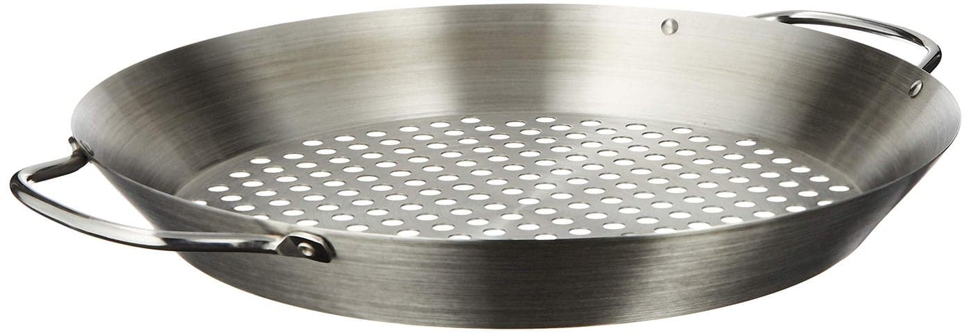 Tablecraft 12 Diameter Stainless Steel Grill Pan with Handles Silver Model BBQ122
