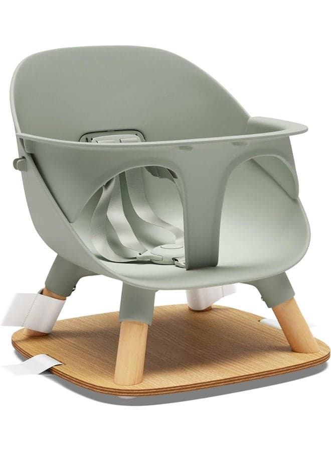 Lalo The Booster Seat for Babies & Toddlers, Children's Booster Seat, Easy to Clean Five-Point Safety Harness & Durable Non-Toxic Plastic Seat & Belly Bar - Sage