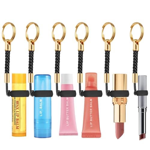 LUCKINEE 6PCS Lip Balm Holder Key Chain Silicone Lip Gloss Holder Keychain Cap for Summer Fridays, Keychain Lipstick Holder Compatible with ChapStick,Nivela and More