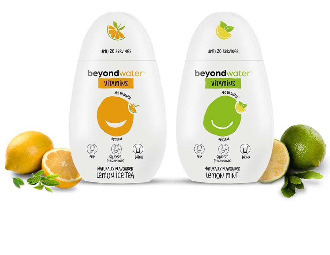 BEYOND WATER Citrus Blast-Diy Vitamin Water-2 X 20 Servings-(Lemon Ice Tea + Lemon Mint)|Water Enhancer Instant Fruit Drink Mix,Hydration Drink,10+ Vitamins & Minerals,Healthy Fruit Flavour