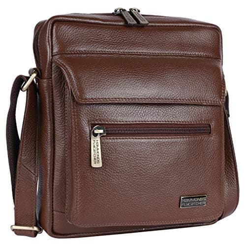 HAMMONDS FLYCATCHER Unisex Adult Genuine Leather Sling Bag, Stylish and Spacious Crossbody Bag for Daily Use, Travel - Adjustable Strap, 1 Year Warranty - Brushwood, Brown