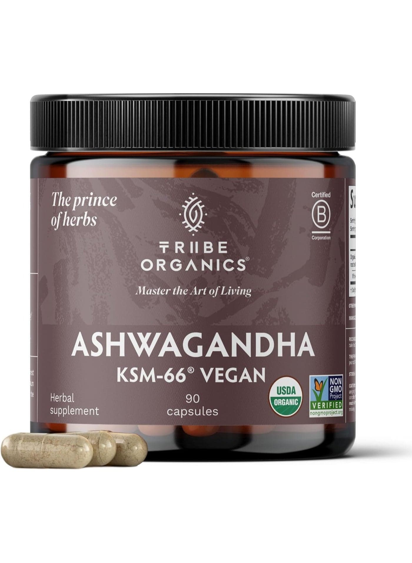 Vegan Ashwagandha KSM 66 Pure Organic Root Powder Extract Ayurvedic Supplement - Focus Mood Support Increase Energy Strength 600mg of Natural KSM66 for Superior Absorption - 90 Capsules