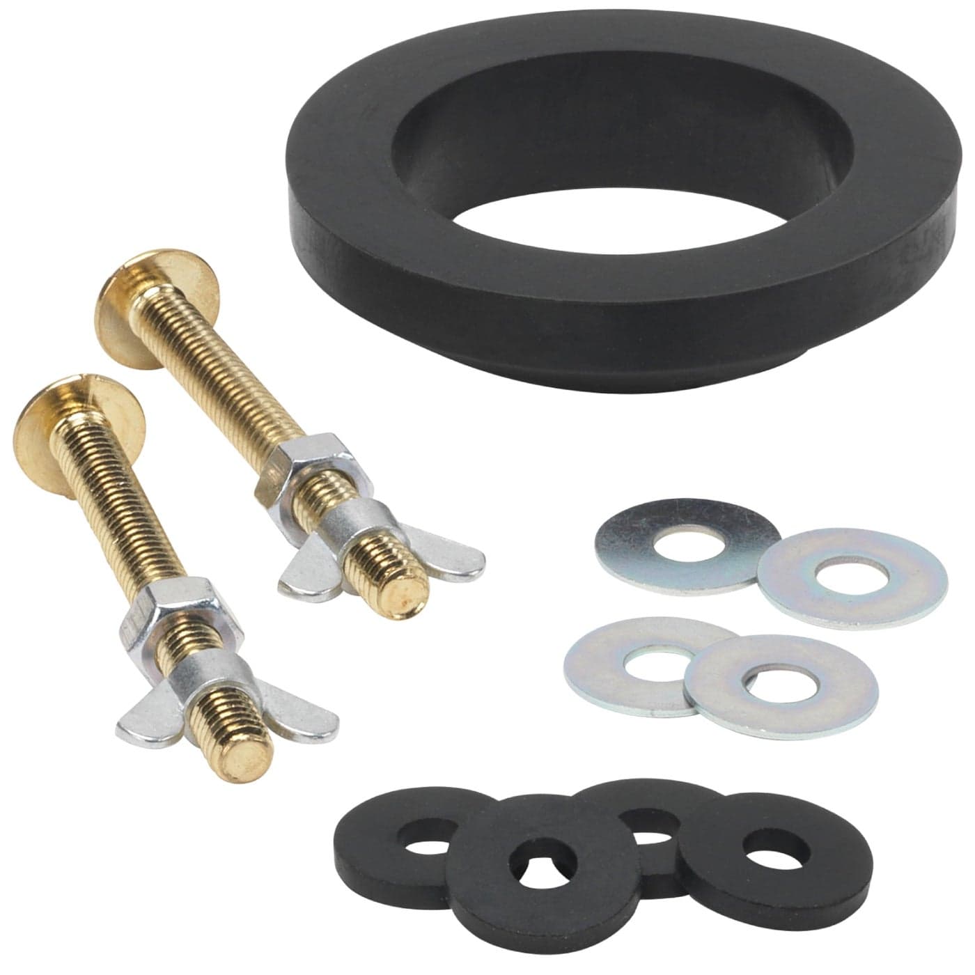PlumbCraft 15piece TanktoBowl Kit for Toilet 7619800T Ideal Toilet Repair Kit and Plumbing Parts for Toilet Tank Gasket Complete Toilet Tank to Bowl Bolt and Gasket Kit BrassPlated Toilet Bolts