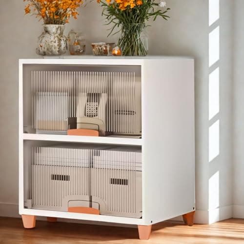 Aliensware 2Pcs X-Large Cabinet Storage Organizer 45 X 38 X 65 CM for Clothes/Cupboard/Plastic Almirah/Foldable Kid Wardrobe for Toys/Stackable Cabinet for Home,Bedroom,Bathroom,Kitchen-Clear