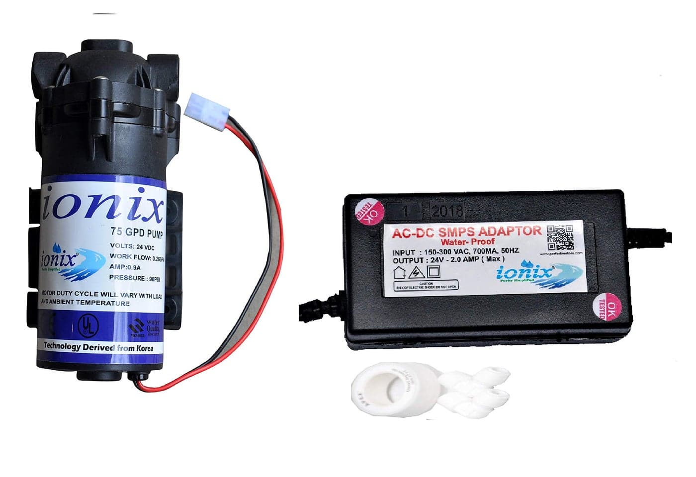IONIX 75 GPD Ro Pump/RO Booster Motor with SMPS, 100% Copper Winding, Imported, Compatible with All RO Water purifiers