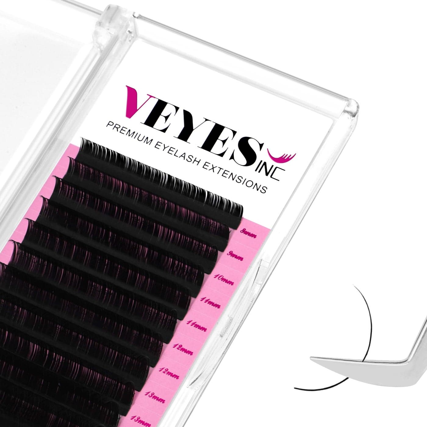 VEYES INC Classic Volume Lash Extensions 003020 JBLCCCDDD Curl 525mm Mixed Single Length Tray Premium Silk Eyelashes Professional Supplies for Lash TechsMatte Black 003 D 14mm