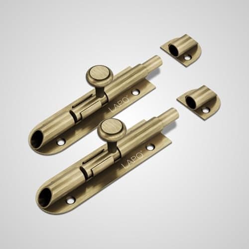 LAPO Ovel Heavy Duty Stainless Steel Tower Bolt 4 Inch, Tower Bolt for Main Door and Bathroom, Kundi Door Latch for Bedroom, Chitakni, Tower Bolt for Home,Offices Doors,Windows (Antique, Pack of 2)