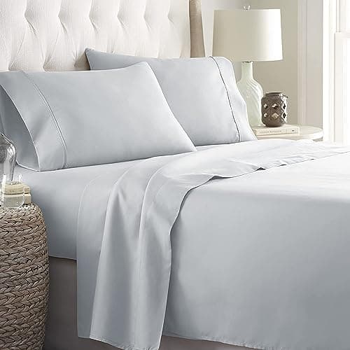 Danjor Linens Twin Sheets Set Hotel Luxury Essential Bedding 4 pc Soft Bedding Pillowcases Set with Deep Pockets Breathable Bed Sheets Wrinkle Free Ice Blue Sheets