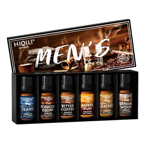 HIQILI Mens Fragrance Essential Oils Set Fathers Day Birthday Gift for Men Ideal for Aromatherapy Diffuser Candle Scents for Candle Making 6x10ml