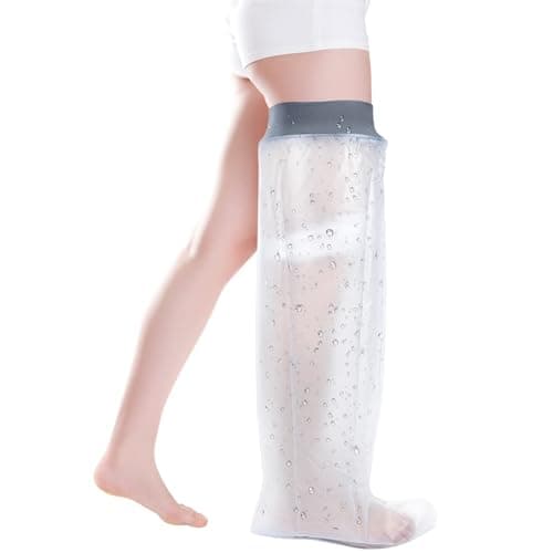 COMFYTHERA Waterproof Cast Cover for Shower Ankle Wound Protector Bath Adult Watertight Cast Bag Showering for Surgery Foot, Ankle, Burns Reusable (C-Long Leg)
