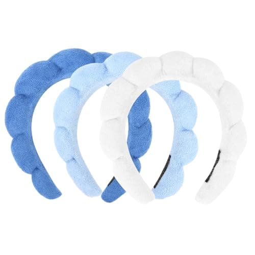 ACOUINT 3 Pack Spa Terry Cloth Headbands Puffy Hair Bands for Skincare Makeup and Face Washing