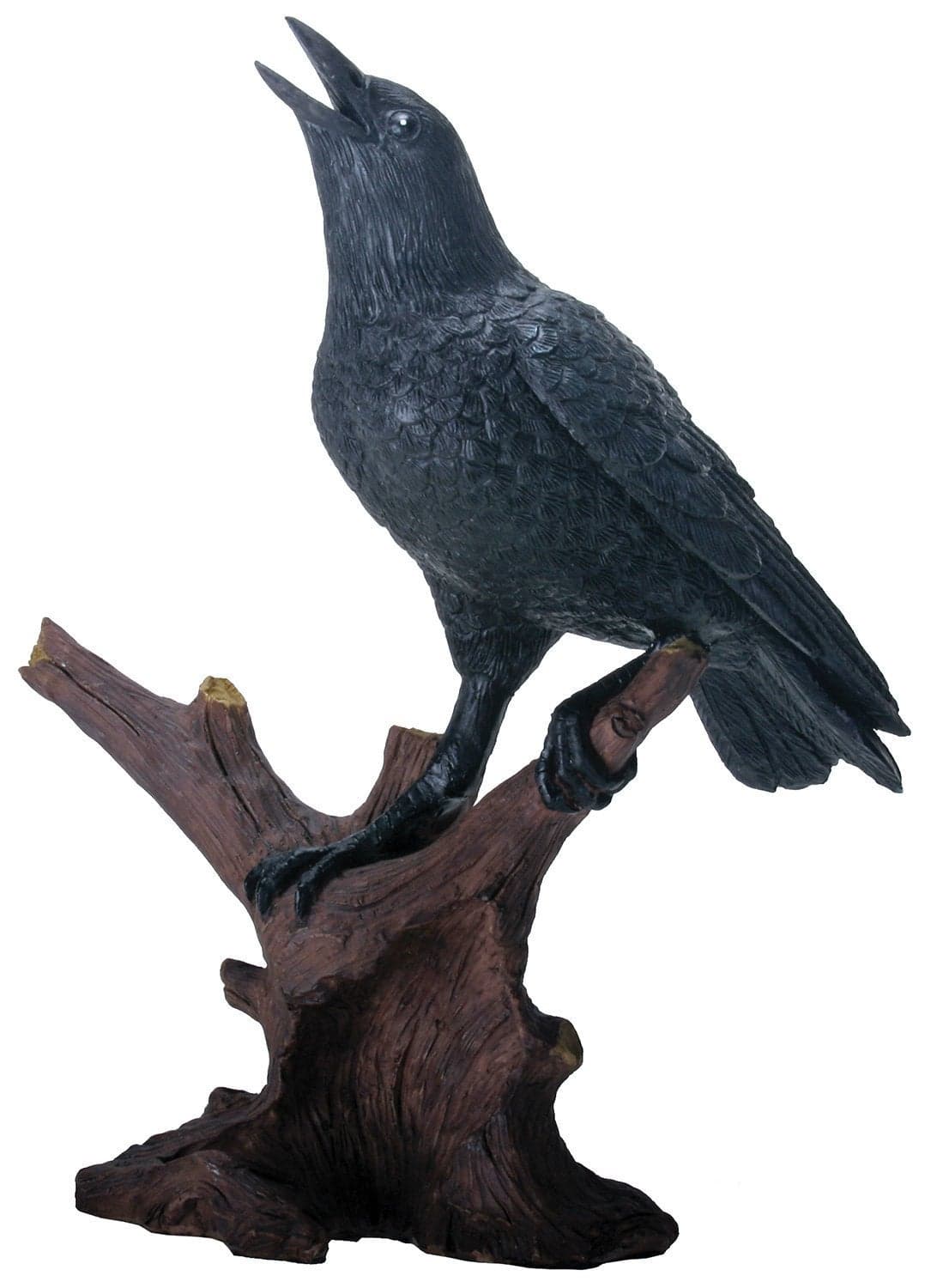 YTC 825 Inch Raven Bird Figurine Standing on Branch Black and Brown