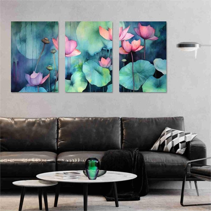 SAF paintings Set Of 3 Wooden Framed Canvas Painting Abstract Floral Theme Canvas Wall Art Painting for Home Dcor And OfficeFor BedroomLiving Room Home wall and Office Interior CR227