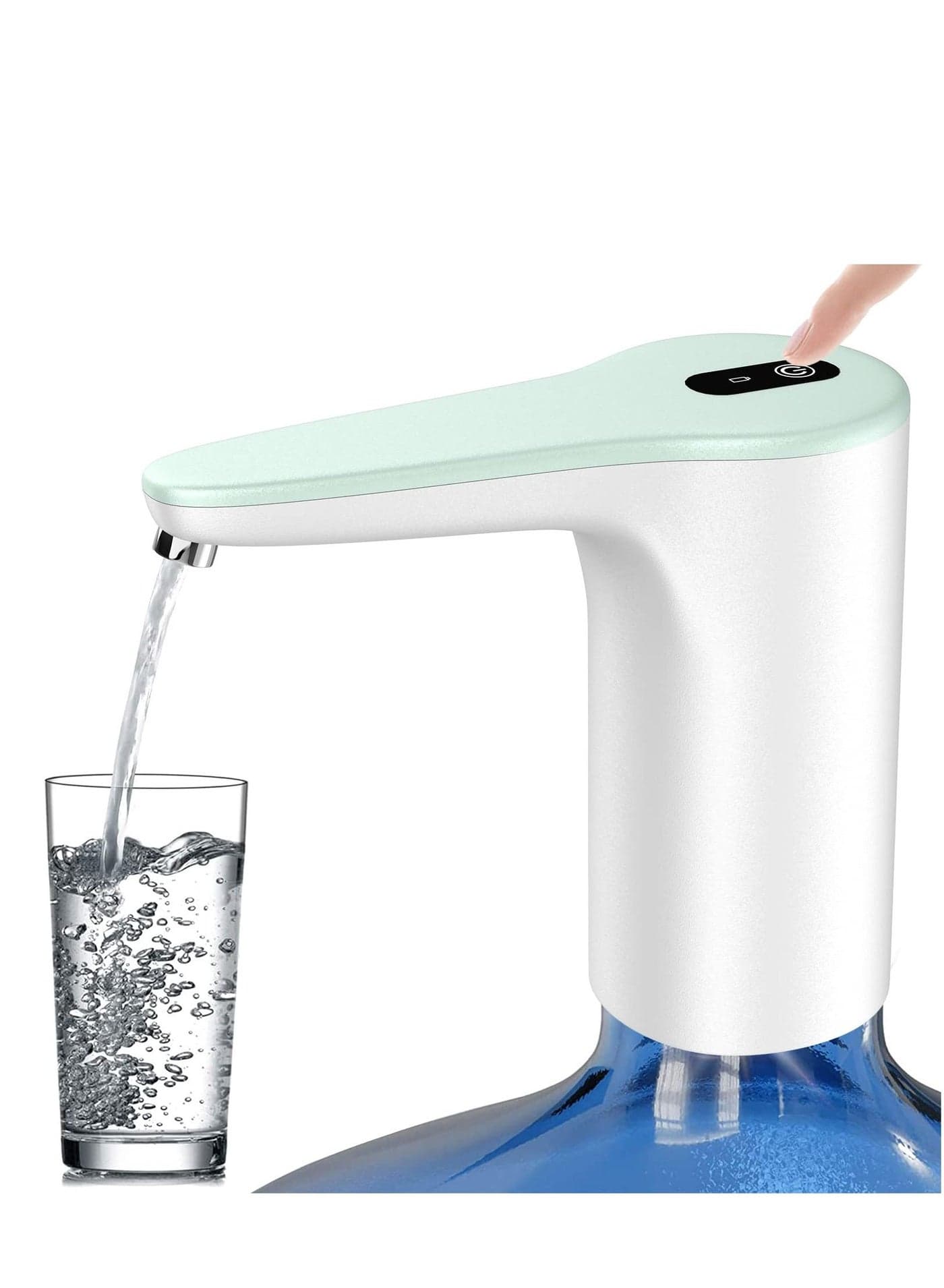 Water Bottle Pump, USB Charging Automatic Drinking Pump for 1-5 Gallon Dispenser, Cold Dispenser Switch Universal Bottles (Light Green)