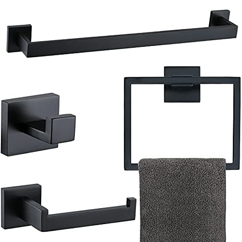 Matte Black Bathroom Accessories Bath Accessories Set Towel Racks for Bathroom Towel Holder Black Bathroom Hardware Set Black Bathroom Towel bar Sets Stainless Steel Bath Accessories kit 236 Inch