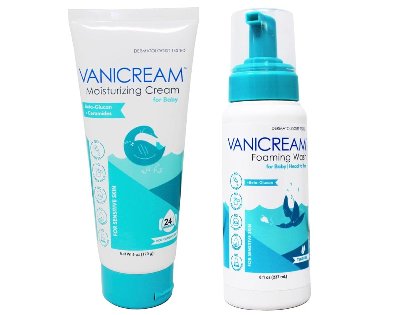 Vanicream Baby Care Set 1 Moisturizing Cream for Baby 6 Ounce 1 Foaming Wash for Baby 8 Ounce Set