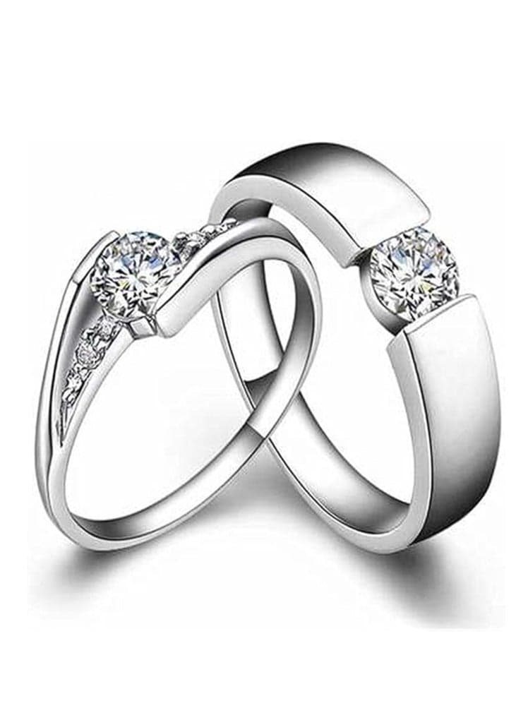 Couple Set Rings Pair Rings 925 Sterling Silver Explosive Women's Square Diamond Zircon Ring Set Ring Cz Full Diamond Engagements Rings Wedding 2 PCS Rhinestone Ring Set Rings Jewelry