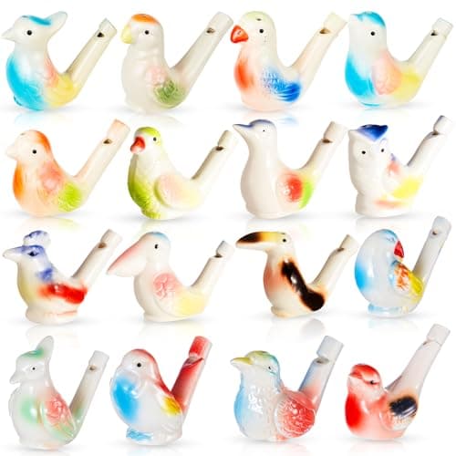 Gejoy 18 Pcs Bird Water Whistles for Ceramic Bird Call Warbling Water Whistles Colorful Porcelain Toys for Adults Birthday Easter Gift