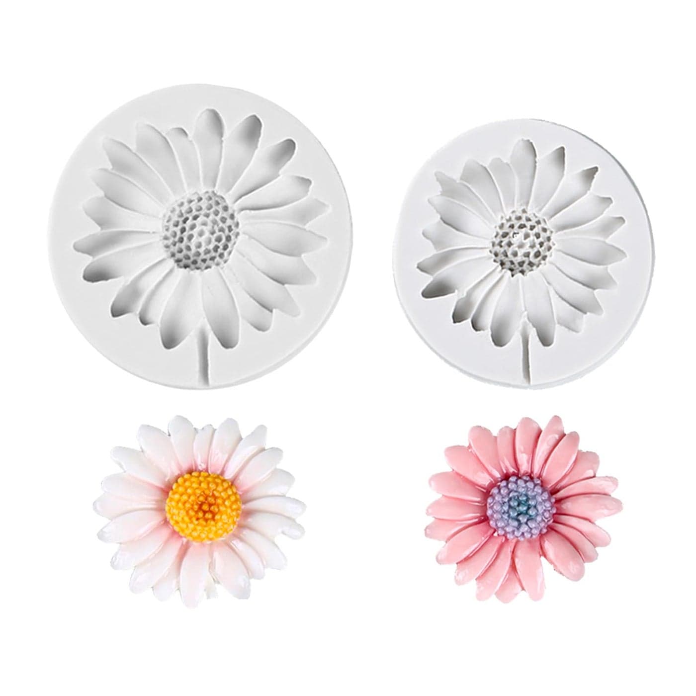 KALAIEN 2Pcs Chrysanthemum Flower Silicone Mold for Fondant Cake DecoratingChocolateSugarcraft Candy Cake Decoration ClaySoap Crafting Projects