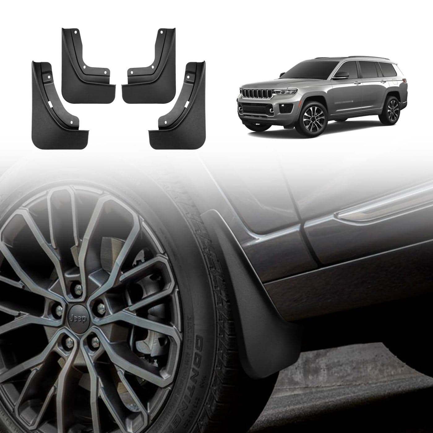 Muslogy for 20212024 2025 Grand Cherokee L 3Row Seat Mud Flaps Fender Mud Guard Front Rear 4PCS Set No Drilling Required Compatible with Jeep Grand Cherokee L 2025 20242021 GCL Accessories
