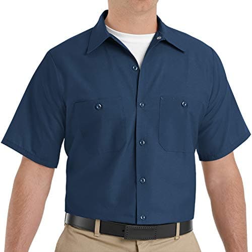 Red Kap Mens Industrial Shirt, Regular Fit, Short Sleeve, Navy, 4X-Large Tall US