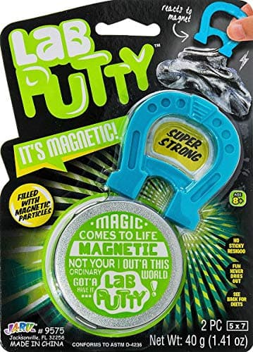 JARU Lab Putty Magnetic Slime with Magnet Tin Container 1 Unit Squishy Fidget Toy Magnetic Putty for Kids Non Sticky Slime Anger Management Toys Sensory Party Favors 95751A