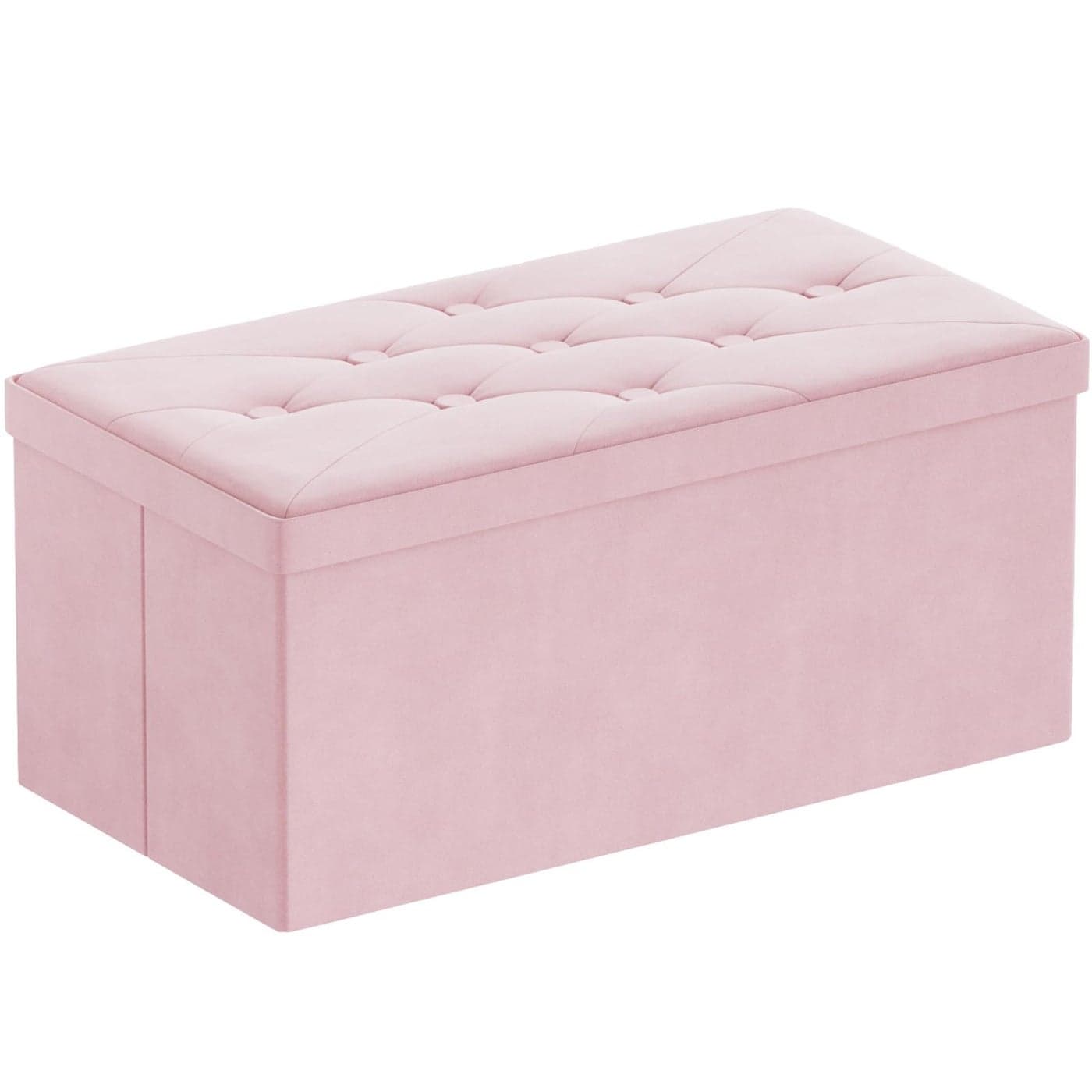 BRIAN DANY Folding Storage Ottoman Bench Ottoman with Storage Foot Rest Benches Seat for Bedroom Living Room Entryway Long Shoes Bench 157 x 315 x 157 Pink
