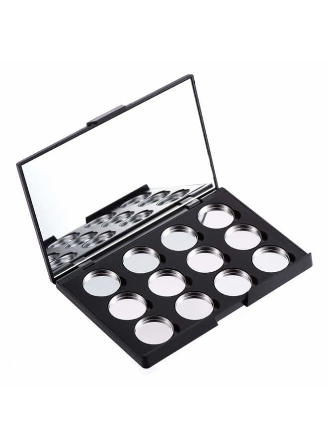 Empty Magnetic Eyeshadow Makeup Palette with Mirror and 12Pcs 26mm Round Metal Pans