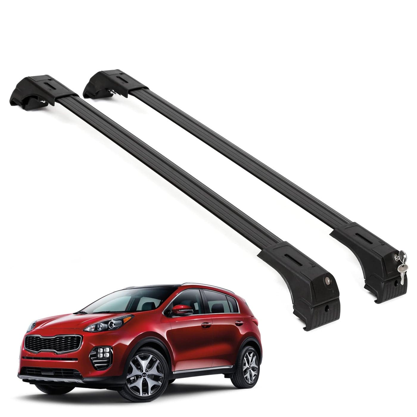 ERKUL Roof Rack Cross Bars for Kia Sportage 20172022 Aluminum Crossbars with Anti Theft Lock for Rooftop Compatible with Flush Rails Black