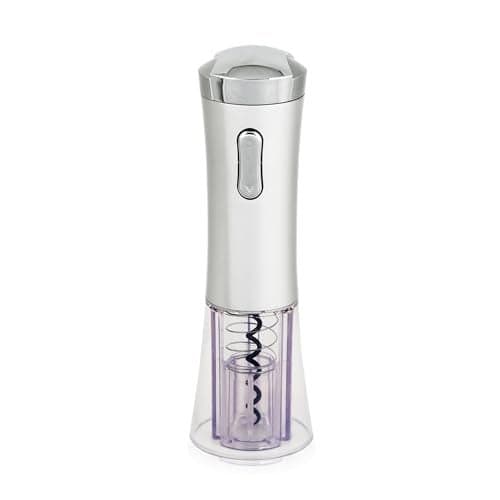 True Lux Electric Corkscrew Wine Opener with Foil Cutter and AC Adapter Charger, Cordless Wine Bottle Opener for Home Bar, Birthday Party, Housewarming, Wedding Gifts, Set of 1, Silver