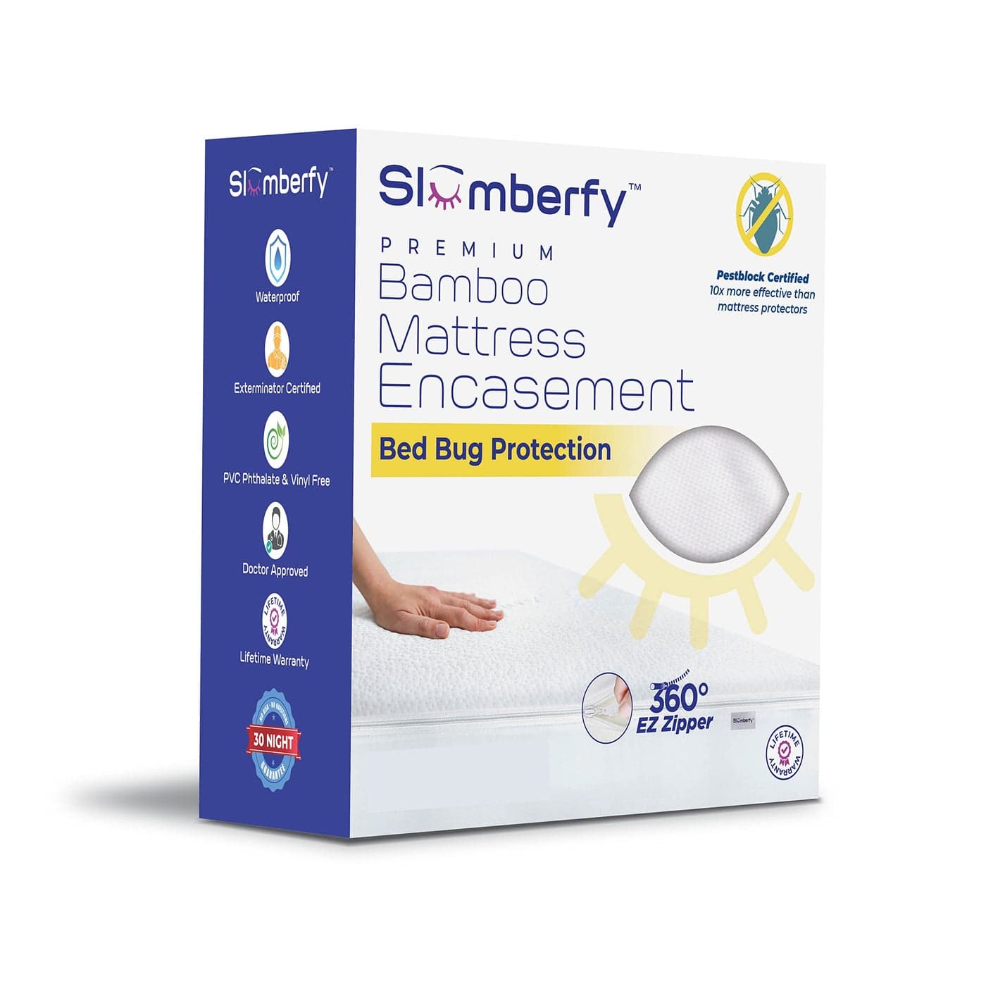Full Size Waterproof Bamboo Mattress Encasement by Slumberfy Premium SkinSafe Mattress Protector with 360 EZ Zipper LabTested Bed Bug Zippered Encasement 54x75 in